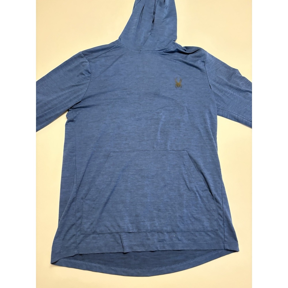 Spyder Active Blue Lightweight Pullover Hoodie Mens S Polyester Spandex Athletic